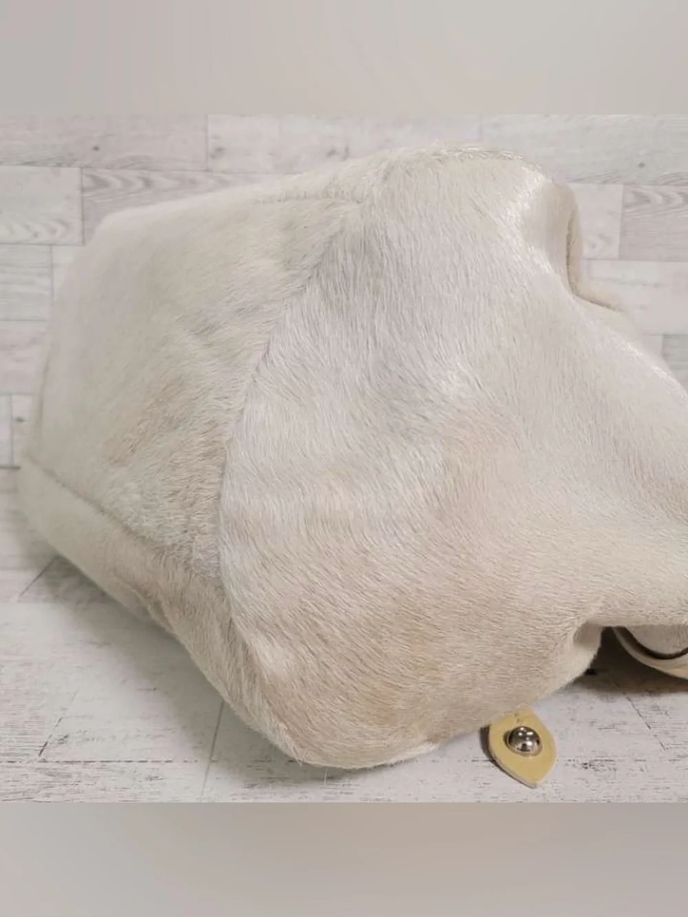 Women’s Francesco Biasia Pony Hair Brown Leather Medium Purse Handbag White